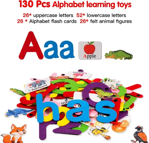 Miniatura 2 de Craftstory 130 piezas de juguetes de aprendizaje del alfabeto, letras de fieltro, tablero Montessori para niños pequeños con tarjetas didácticas