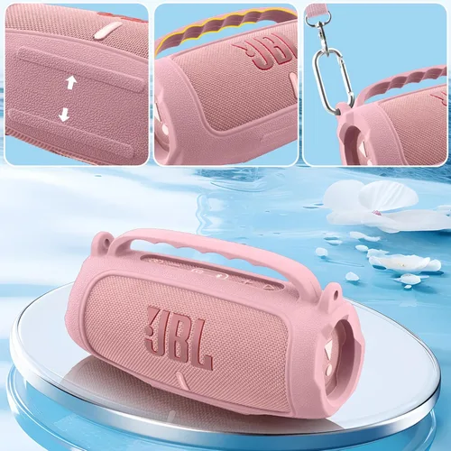 Miniatura 5 de Funda de silicona compatible con JBL Charge 5 Altavoz Bluetooth portátil impermeable (Cubierta de silicona rosa)