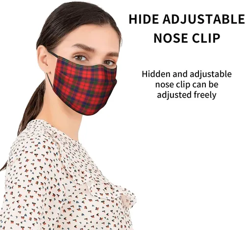 Miniatura 3 de Mascarilla facial del clan escocés Robertson moderna máscara facial de tela de tartán con bolsillo para filtro, pañuelos faciales lavables
