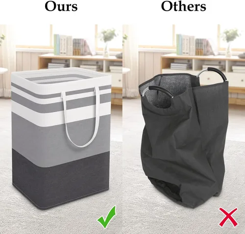 Miniatura 5 de StorageRight - Canasta de lavandería grande plegable con asas de fácil transporte, cestas de ropa independientes para lavandería, habitación, Gris