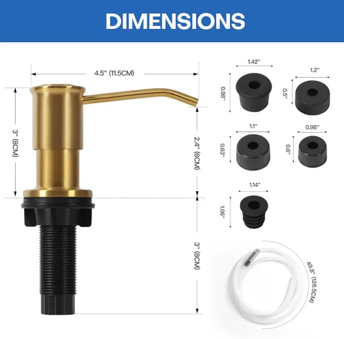 Miniatura 3 de Dispensador de jabón para fregadero de cocina, dispensadores de jabón integrados de oro cepillado, dispensador de jabón para fregadero de acero