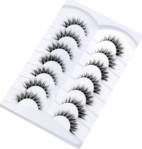 Miniatura 174 de Pooplunch - Pestañas postizas finas de visón sintético, estilo ojo de gato, naturales, cruzadas, tipo racimo, efecto 8D de volumen, tiras