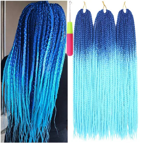 Miniatura 30 de Extensiones de cabello trenzado tipo box de 24 pulgadas, hechas a mano, para mujeres y niñas, extensiones de cabello trenzado, 24#, 3 paquetes, 22