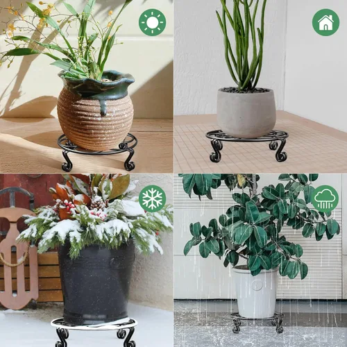Miniatura 6 de Yimobra Paquete de 2 soportes para macetas resistentes para macetas para interiores y exteriores, metal a prueba de óxido, contenedor de jardín
