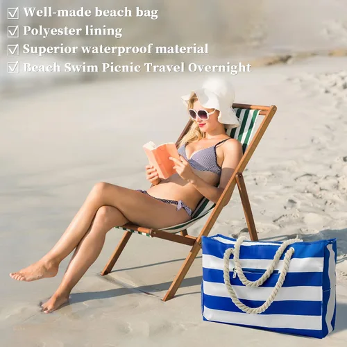 Miniatura 5 de Binggemen Bolsa grande impermeable multiusos para piscina, picnic, playa, compras, Bolsa grande impermeable multiusos para piscina, picnic, playa