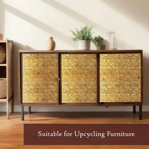 Miniatura 2 de Lámina interior perlada de oro/plata de lima, pegamento de contacto, papel de pared extraíble autoadhesivo Dorado