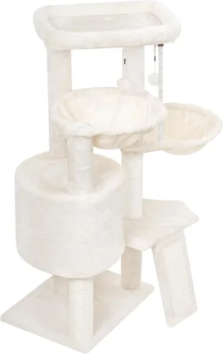 Miniatura 6 de Wang Xin Árbol para Gatos de Tres Capas con Casita para Gatos, Almohadilla para Rascar y Dos Hamacas, Beige