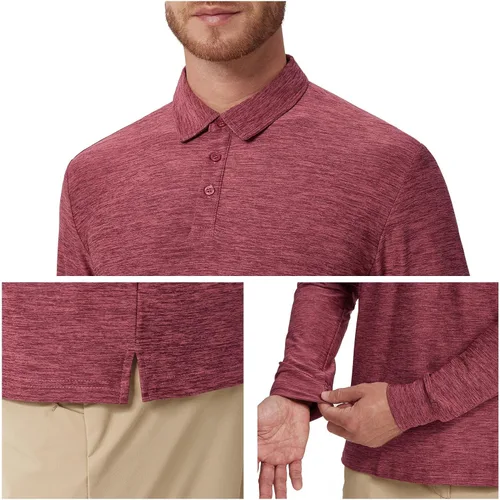 Miniatura 52 de NAVISKIN Camisas polo de manga larga para hombre, camisas de golf con cuello UPF 50 SPF para hombre, secado rápido, absorbe la humedad