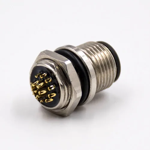 Miniatura 2 de Elecbee 17 Pin M12 Cable A Code Male Straight Rear Bulkhead Waterproof Panel Receptacles Solder Type