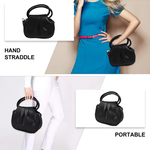 Miniatura 3 de TENDYCOCO Bolso casual para mujer Mini bolsa de dumpling Bolso de embrague PU para compras boda cóctel (rojo)