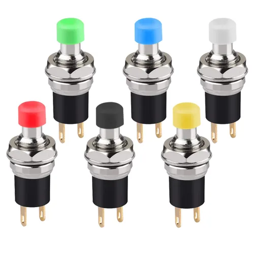 Miniatura 14 de 5 piezas de interruptor de botón de presión de tipo de cierre automático SPST Dash ON/Off azul AC 250V/3A