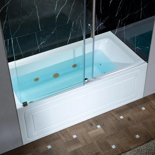 Miniatura 22 de WOODBRIDGE Bañera de hidromasaje rectangular de acrílico empotrada de 60" x 32" con jets calefactados en blanco con drenaje izquierdo, acabado negro