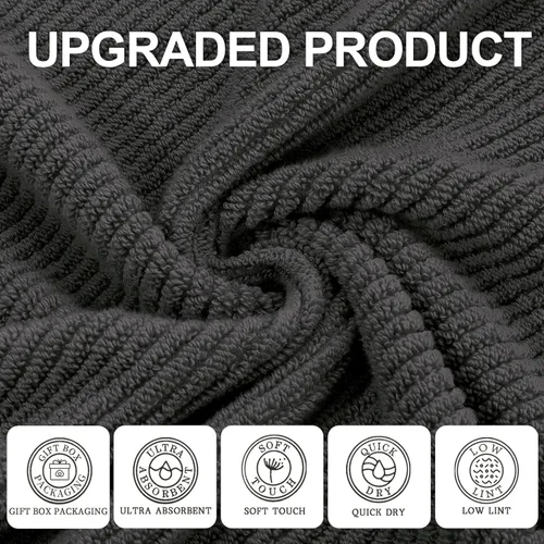 Miniatura 183 de VOOVA & MOVAS Toallas de mano blancas - 100% algodón Ligeras Gruesas Secado rápido Suaves Absorbentes, paquete de 4 piezas grandes de 18