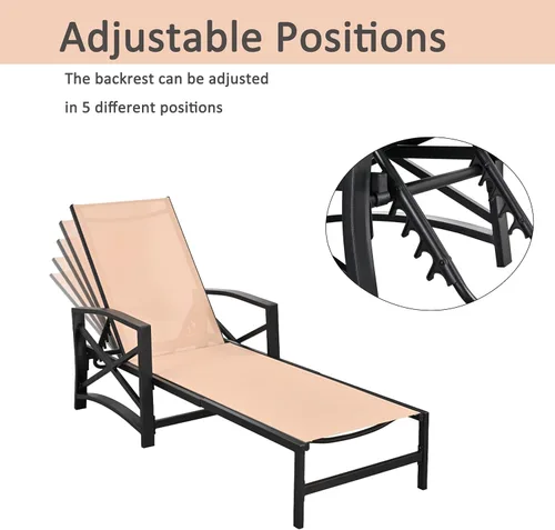 Miniatura 5 de LOKATSE HOME - Silla reclinable con cojín y almohada suave para piscina, cubierta, patio, color caqui