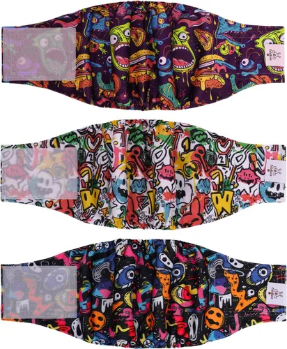 Miniatura 27 de CuteBone - Pañales lavables para perro macho, banda abdominal, paquete de 3 unidades, color negro, modelo DM54XS
