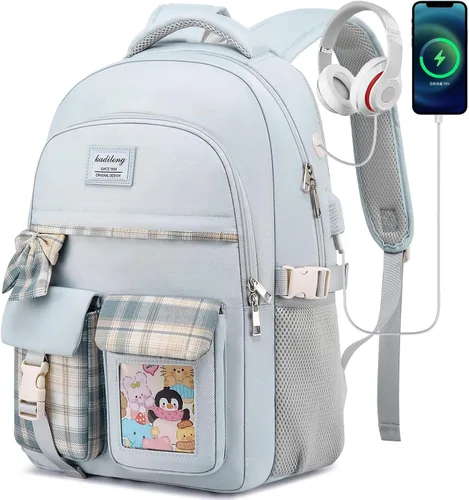 Miniatura 11 de Mochila escolar para adolescentes y niñas, mochila para laptop para mujeres, universidad, mochilas, mujer, morrales, escuela niñas Rosa