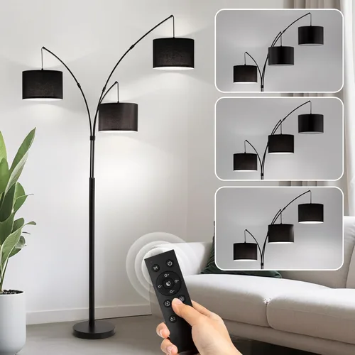 Miniatura 17 de Lámparas de pie doradas para sala de estar, lámpara de pie de arco súper brillante con control remoto, 3 lámparas de pie altas con regulación Sombra