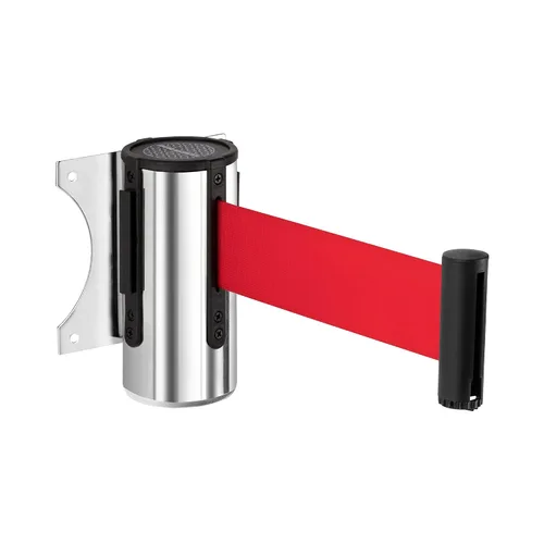 Miniatura 14 de DuraSteel Barrera retráctil para cinturón de control de multitudes de montaje en pared, cinturón de barrera retráctil negro de 9.2 pies, barreras