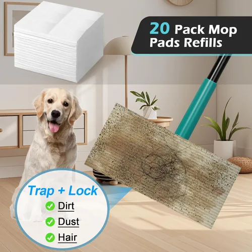 Miniatura 5 de Trapeador barredor para limpieza de suelos de mascotas, trapeador seco desechable con trapos de recambio de trapeadores para gatos y perros