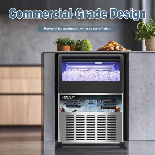 Miniatura 8 de Máquina de hielo comercial con certificación ETL de seguridad y saneamiento con bomba de drenaje, 400 libras/24 horas, máquina de hielo rápida
