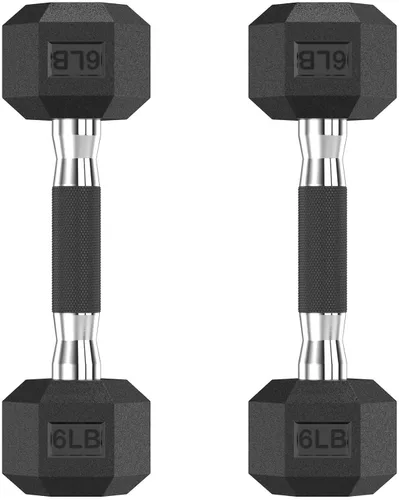Miniatura 29 de HANDBODE Juego de 2 mancuernas hexagonales de 2.5 a 65 libras con revestimiento de goma, mancuernas para ejercicio y fitness, peso de mano