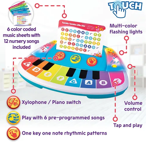 Miniatura 2 de HAP-P-KID Piano mágico para bebé, juguete musical para niños, instrumento musical con sensor táctil, interruptor entre el xilófono, niños juegan