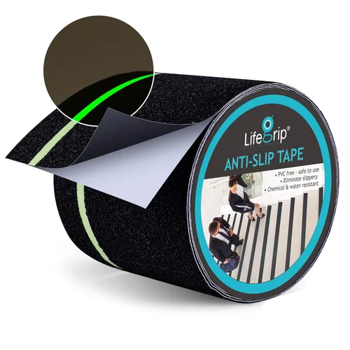 Miniatura 26 de Lifegrip - Cinta de tracción antideslizante, 4 pulgadas x 38 pies, mejor agarre, fricción, adhesivo abrasivo para escaleras, peldaños de pisada