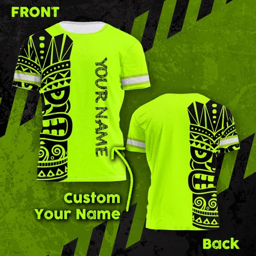 Miniatura 4 de Camisa de Alta Visibilidad con Cráneo para Hombre, Camisas Reflectantes de Seguridad con Bandera de EE. UU., Nombre Personalizado para Ropa