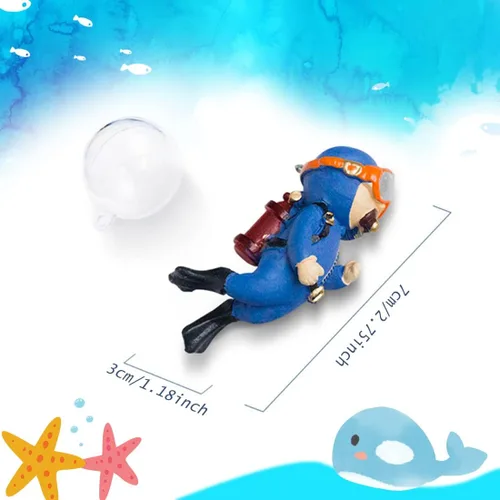 Miniatura 6 de Paquete de 2 decoraciones de pecera, lindos adornos de acuario de buceador, juguete de decoración con divertido dispositivo flotante, accesorios