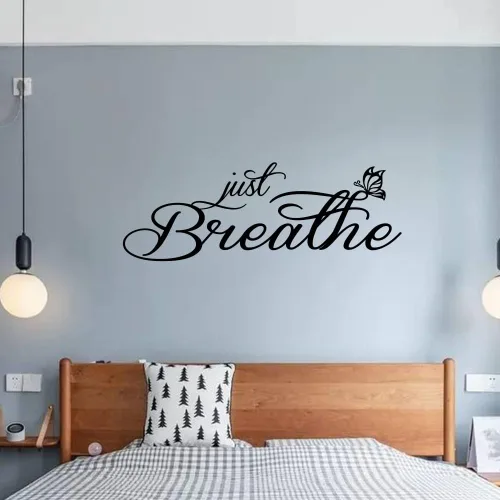 Miniatura 2 de Just Breathe - Calcomanía de vinilo con citas inspiradoras para pared, letras positivas, refranes, decoración de sala de estar