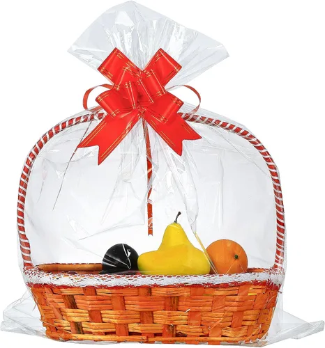 Paquete de 50 bolsas grandes de celofán de 24 x 30 pulgadas, para cestas de regalo de celofán transparente, extra grandes de 2.3 mil de grosor para
