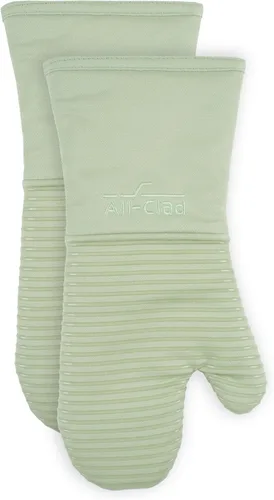 All-Clad Guantes de Horno de Silicona: Resistentes al Calor hasta 500 Grados - 100% Algodón y Silicona, Guante de Horno de 14"x7" para Cocina y