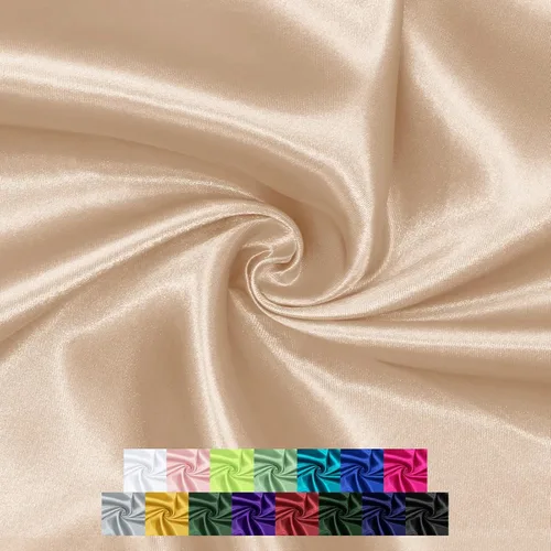 P Pothuiny The Yard, tela de satén beige de 55 pulgadas de ancho, tela de satén Charmeuse sedosa para decoración de vestidos de novia de boda,