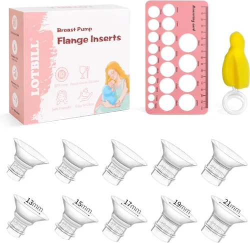 Inserto de brida de 13/15/17/19/0.827 in, 10 unidades compatibles con Momcozy S12 Pro/S9 Pro/S12/S9/Medela/Spectra, etc. Extractor de leche portátil