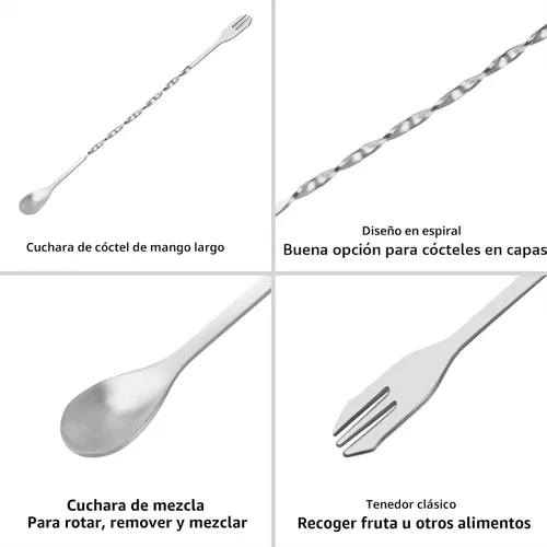 Miniatura 5 de Tifanso Muddler para cócteles, mortero de 10 pulgadas y cuchara mezcladora de mango largo para bar, agitador de acero inoxidable, herramientas