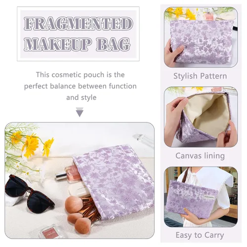 Miniatura 6 de Bolsa de maquillaje de flores para mujer, bonita bolsa de maquillaje para bolso, bolsa de cosméticos con cremallera, bolsa de cosméticos de lona