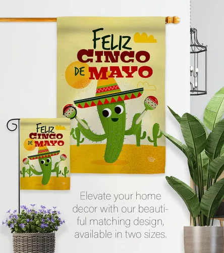 Miniatura 8 de Feliz Cinco de Mayo Bandera de jardín – Fiesta de verano, cactus piñata, sombrero mexicano fiesta al aire libre – Cartel de decoración de la casa