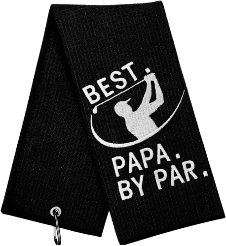 Toalla de golf divertida, Best PAPA by Par, regalos de golf para hombres, accesorios de golf para hombres, toallas bordadas para bolsas con clip,