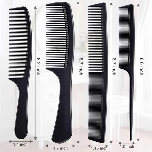 Miniatura 7 de 4 Piezas de Peines para Mujeres y Hombres, Juego de Peines Premium de Fibra de Carbono Negro para Hacer Bulto y Separar, Peines Profesionales