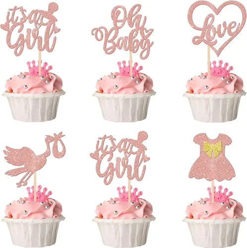 Miniatura 13 de 36 piezas de decoración para cupcakes con diseño de luna con purpurina de luna y estrella para revelación de género de bebé, baby shower, fiestas