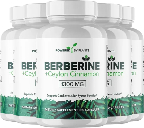 Miniatura 10 de Suplemento de berberina pura, 1300 mg de berberina con canela de Ceilán para el metabolismo y el apoyo del sistema inmunológico, 1 paquete de 180