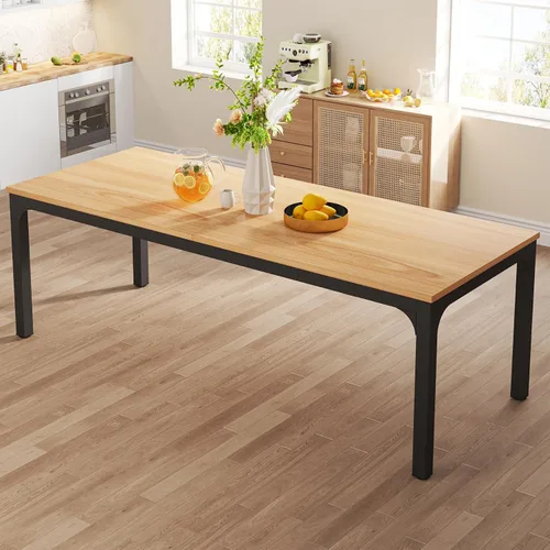 Miniatura 14 de Tribesigns Mesa de comedor negra para 6-8 personas, mesa rectangular grande de 78 pulgadas para comedor, 78.7 x 27.5 x 29.5 pulgadas (solo mesa)