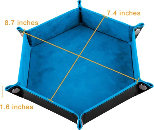 Miniatura 2 de SIQUK 6 bandejas de dados hexagonales para dados plegables, de piel sintética, para juegos de dados como RPG, DND y otros juegos de mesa