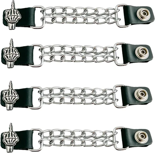 Miniatura 6 de Funk Plus Extensores de chaleco de motocicleta de 4 pulgadas, doble cadena cromada, chaqueta MC a presión regular fabricada en EE. UU