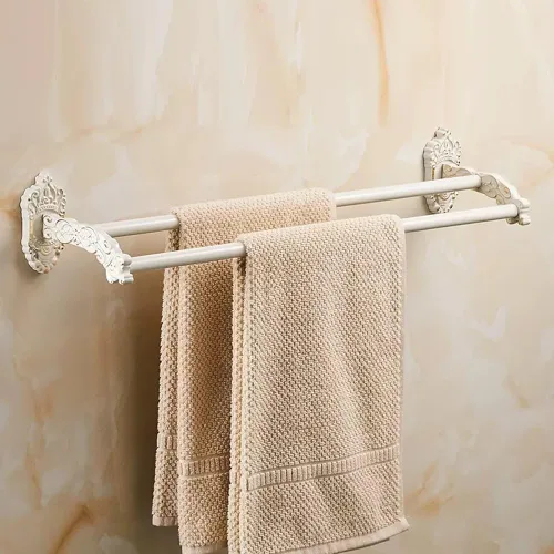 Toallero de diseño vintage blanco/antiguo doble toallero, accesorios de baño continental, artículos sanitarios, toallero, toallero, toallero (color: