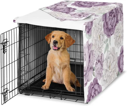 Miniatura 37 de Sweet Jojo Designs Cubierta para jaula de perro de 36 pulgadas (Boho Floral Rosa/Gris) para niñas, cubierta para perrera