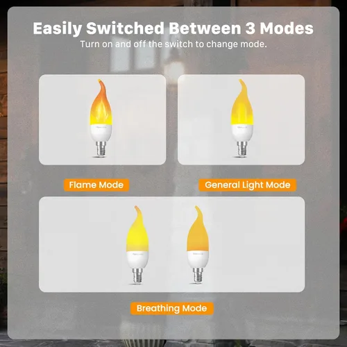 Miniatura 4 de Hompavo - Decoraciones de Navidad,【Actualizado】 Bombillas LED de llama, bombillas con 3 modos de luz parpadeante, bombilla de vela de llama con base