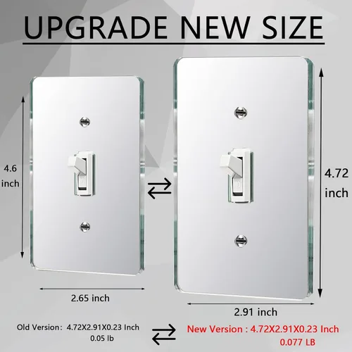 Miniatura 2 de Placa de pared con espejo plateado para interruptor de luz, placa de pared acrílica duradera, placa de pared decorativa de una sola pandilla