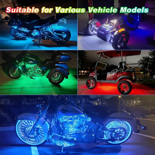 Miniatura 5 de 8 piezas de kit de luces LED para motocicleta Chasing Dreamcolor con/APP/control remoto RF, señal de giro y freno, tira de luces LED subterráneas