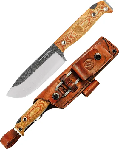 Miniatura 9 de Condor Tool & Knife SBK Cuchillo de hoja fija - Acero de alto carbono 1075 - Kydex con lazo de cuero para cinturón - Mango de micarta - Hoja de 5.3